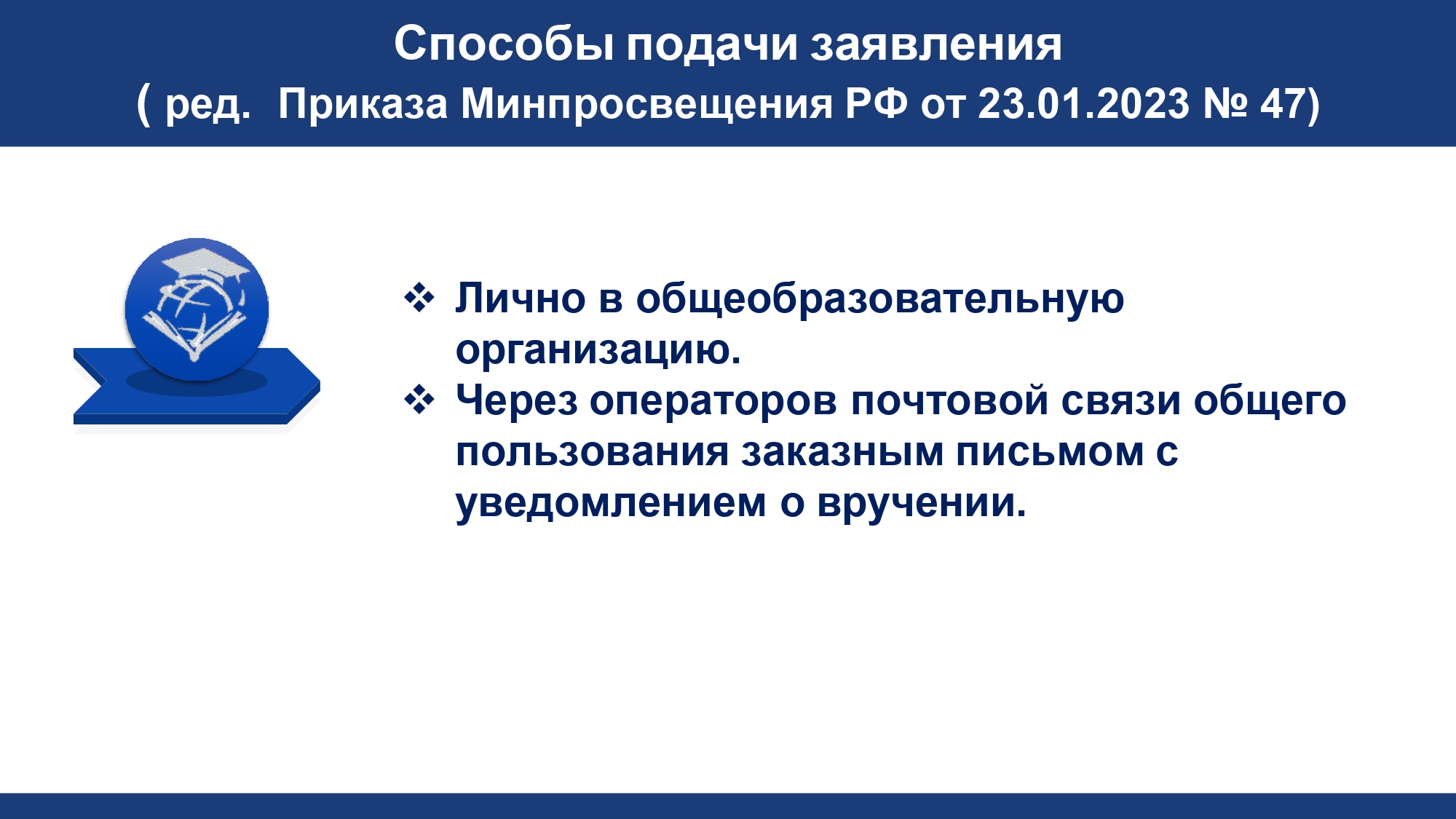 Способы подачи заявления